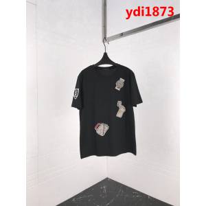 LV路易威登 勳章刺繡貼圖系列 19ss早春新款 百搭款 黑色絲光棉短袖 男女同款 ydi1873