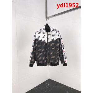FENDI芬迪 18ss秋冬新款 黑白織帶拼色滿印logo 鹿皮絨 男款夾克外套 ydi1952