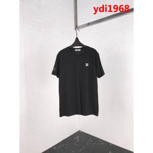 CHANEL香奈兒 19早春新款 logo刺繡 簡約百搭款 黑色純棉 男款短袖 ydi1968