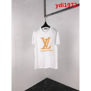 LV路易威登 19早春新款 大LV字母印花 白色純棉 男款短袖 ydi1972