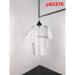 FENDI芬迪  19ss早春新款 粉色豎條FF印花logo 白色絲光珠地棉 男款Polo衫 ydi1976