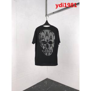 PP 19ss早春新款 後背3種不同顏色的燙鑽 絲光棉短袖 男女同款 ydi1981