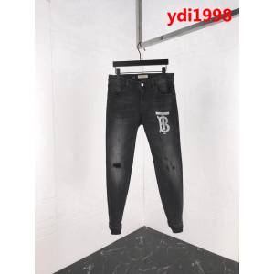 BURBERRY巴寶莉 18ss秋冬新款牛仔褲 黑灰色 洗水做舊磨破 ydi1998