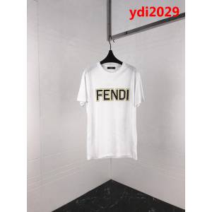 FENDI芬迪 19FW春夏新款短袖 黃色包邊Fendi字母印花 定制面料 簡約百搭款 高版本情侶款 ydi2029