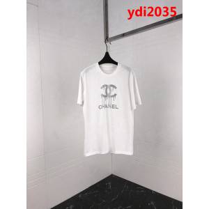 Chanel香奈兒 19ss早春新款短袖 閃粉logo 定制原版純棉面料 高版本男女同款 ydi2035