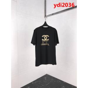 Chanel香奈兒 19ss早春新款短袖 閃粉logo 定制原版純棉面料 高版本男女同款 ydi2036