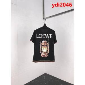 LOEWE羅意威 18秋冬新款短袖 黑色油燈logo 數碼直噴工藝 定制面料 高版本情侶款 ydi2046