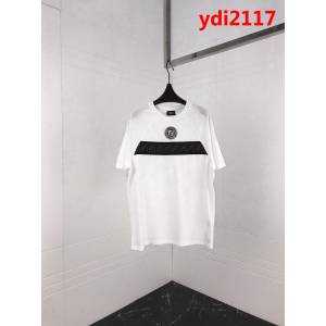 FENDI芬迪 19ss roma系列 定制立體矽膠 定制復古織帶 ins爆款 白色男短袖 ydi2117