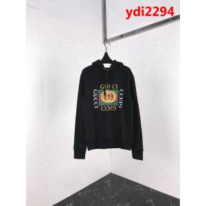 GUCCI古馳 18FW秋冬新款 OS版型 厚毛圈帽衫 做舊雙環G圖案 手工領口破壞 最高版本情侶款 ydi2294