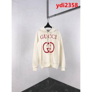 Gucci古奇 18ss 當下最火的雙圓環 螺紋棉連帽衛衣 新增紅色圓環 連帽抽繩做舊 米色 男女同款 ydi2358