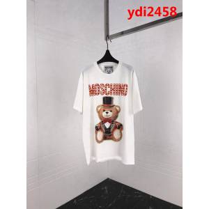 MOSCHIN莫斯奇諾 2019ss 限定款 OS寬鬆版 白色短袖 金邊禮服卡通泰迪聖誕小熊 原版奧戴爾面料 ydi2458