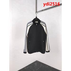 GUCCI古馳 19SS GG jersey 黑拼米 側邊老花logo 夾克套裝 純棉面料 側邊數碼老花logo印花貼布拼接 高版本男女同款 ydi2516
