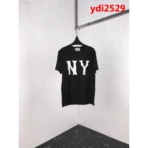 GUCCI古馳 19ss早春新款 男款黑色短袖 NY主題系列 數碼直噴印花 雙股絲光面料 ydi2529