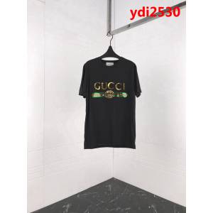 GUCCI古馳 19ss早春新款 燙金亮片LOGO頭短袖 雙股絲光棉面料 定制原版珠片 高版本情侶款 ydi2530