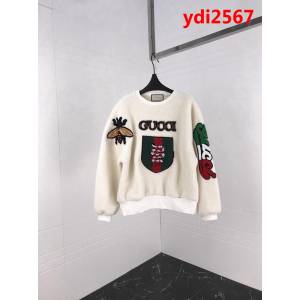 GUCCI古馳 18ss秋冬新款 羊羔毛套頭衛衣 刺繡貼圖圖案 高版本男女同款 ydi2567