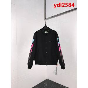 OW18FW 藍紫漸變色 羊毛呢面料 超級厚實 保暖夾克棒球服 開模訂制原版四合扣 修身版型 情侶款 ydi2584