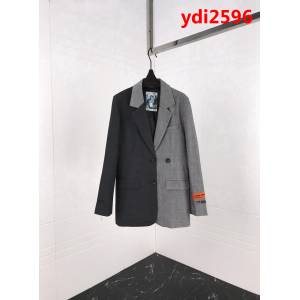 Heron Preston全網首發 18ss秋冬新款 後背紅字logo刺繡 復古拼接 男款格子西裝  ydi2596