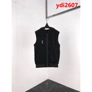YSL聖羅蘭 走秀款 18F/W冬季新款 手工訂珠 小Logo刺繡 天鵝絲絨馬甲 ydi2607