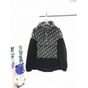 Dior男裝 迪奧秋冬新款滿身logo半拉鏈羊羔毛連帽外套 保暖時尚 男女同款  ydi3003
