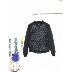 Fendi男裝 芬迪20年新款銀線編織刺繡logo外套 Fendi男士拉鏈夾克  ydi3077