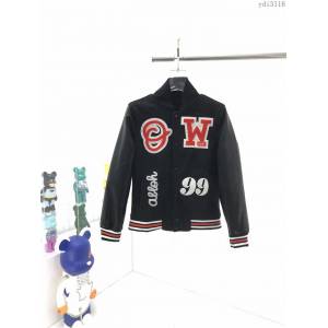 Off-White男裝 OFF新款拼皮高街棒球服棒球服 刺繡搭配毛巾繡花棒球服  ydi3116