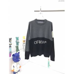Off-White男裝 OFF新款拼色針織提花毛衣 大廓形落肩男士圓領毛衣  ydi3235