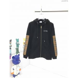 Burberry男裝 巴寶莉秋冬經典拼格紋棉質拉鏈帽衫 BBR拉鏈衛衣外套 男女同款  ydi3274