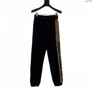 Burberry男裝 巴寶莉新款側邊壓膠LOGO格紋長褲 Burberry休閒褲  ydi3277