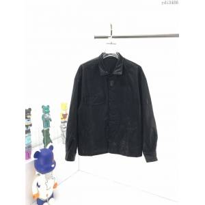 Prada男裝 普拉達2020秋冬新款經典三角形刺繡logo復古大口袋皮衣  ydi3486