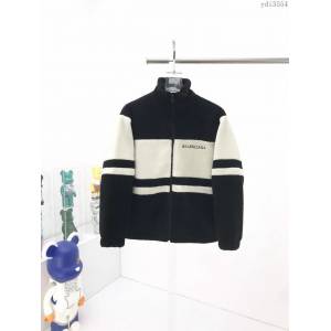 Balenciaga男裝 巴黎世家2020秋冬新款黑白拼色絨外套 男女同款  ydi3554
